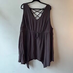 Torrid Womens Black Rayon Strappy Babydoll Hanky Hem Tank Top Size 3